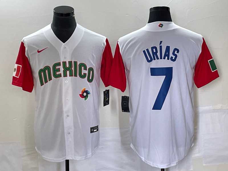 Men's Mexico Baseball #7 Julio Urias Number 2023 White Red World Classic Stitched Jersey7,We sell and wholesale Men's Mexico Baseball #7 Julio Urias Number 2023 White Red World Classic Stitched Jersey7 on line form chian!